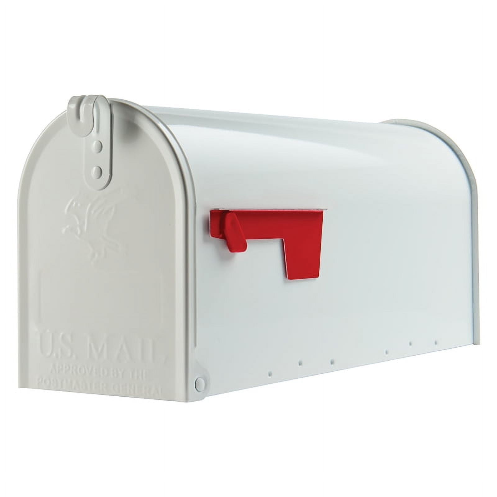 Medium White Powder Coated Steel Post Mount Mailbox