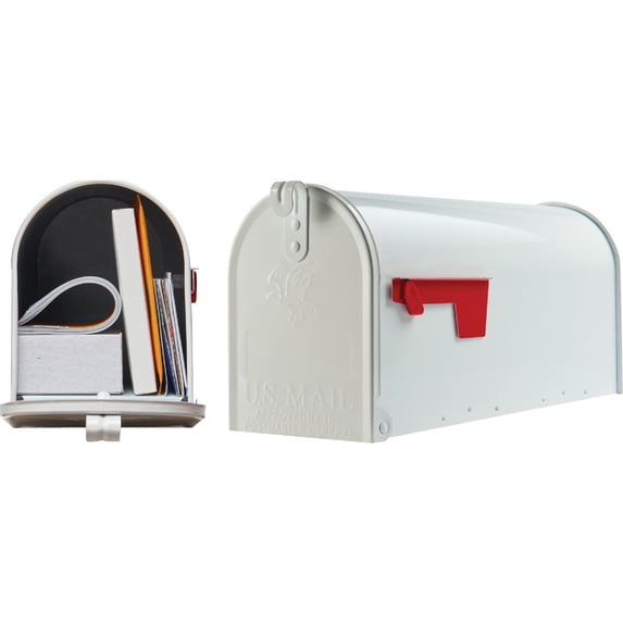 Gibraltar Mailboxes Elite Galvanized Steel Post Mount Mailbox White Rust Resistant