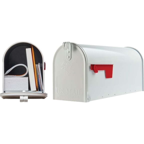 Gibraltar Mailboxes Elite Galvanized Steel Post Mount Mailbox White Rust Resistant
