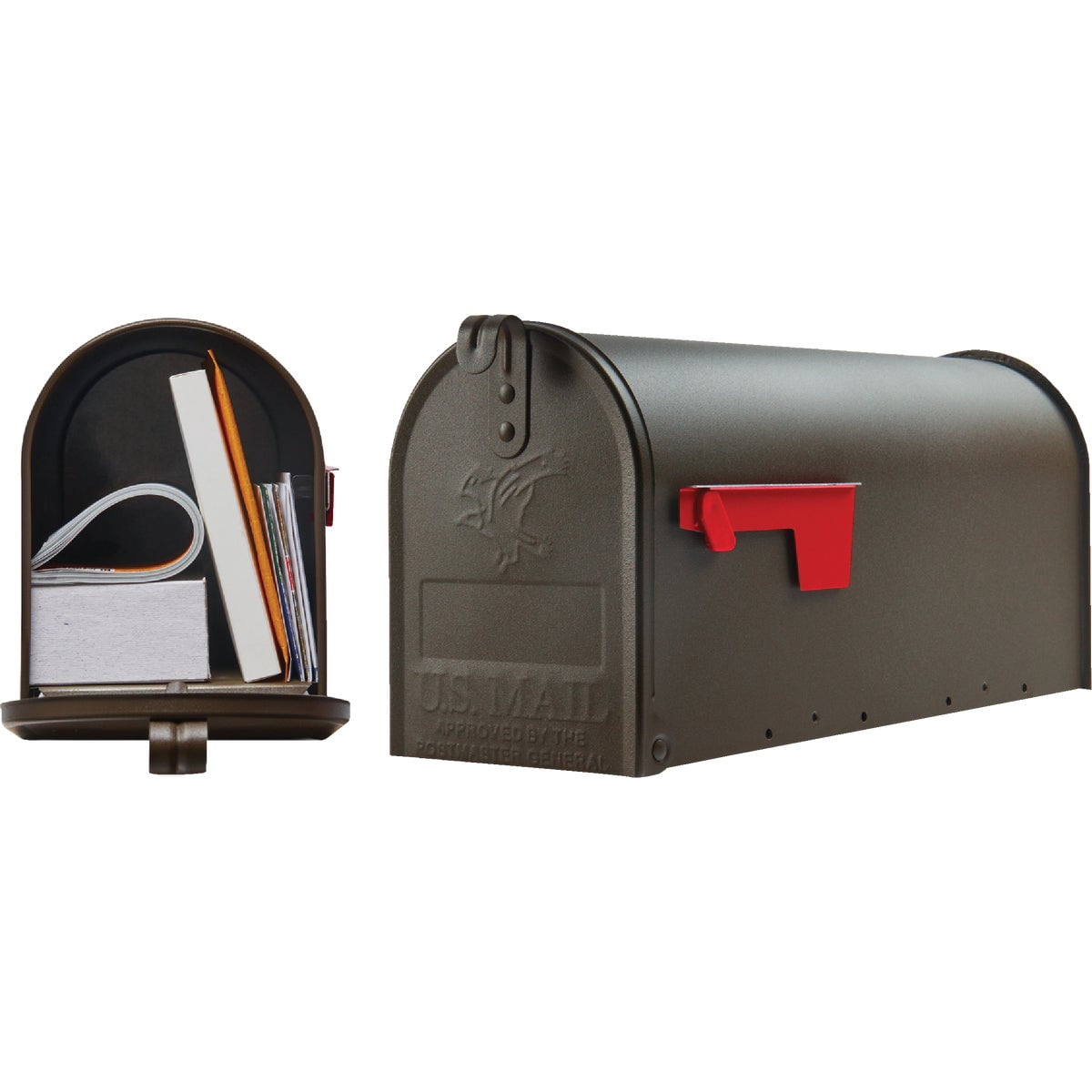 Solar Group Gibraltar Mailboxes Elite Mailbox - Galvanized Steel, Post Mounted - Large, Bronze — Home & Garage Storage, Stackable Design
