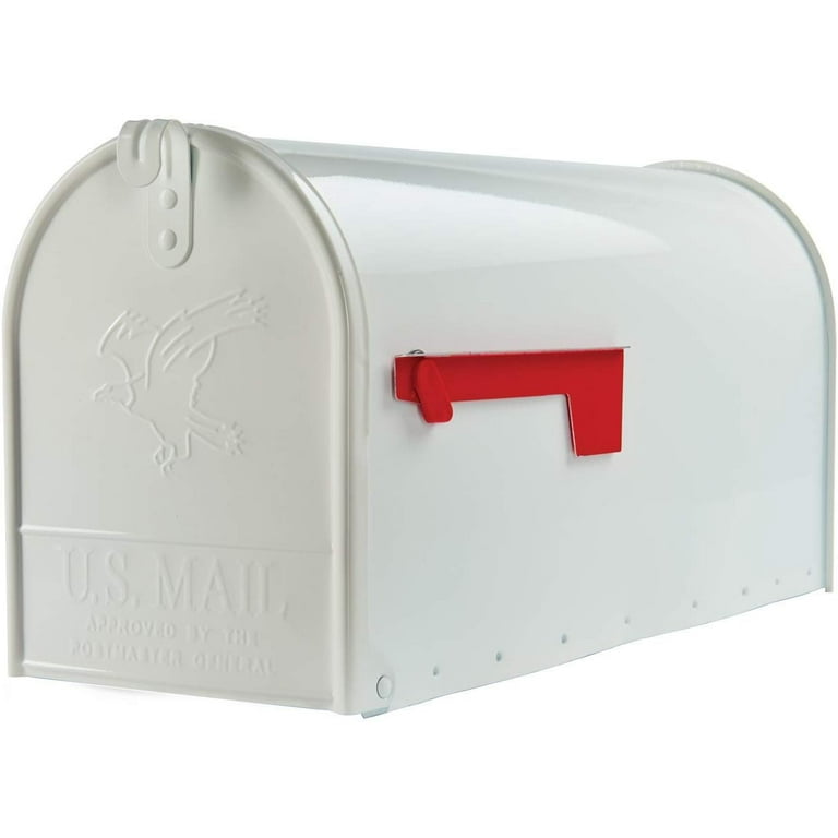 Gibraltar Mailboxes Elite Large Metal White Post Mount Mailbox Gibraltar Mailboxes Elite Large Metal White Post Mount Mailbox