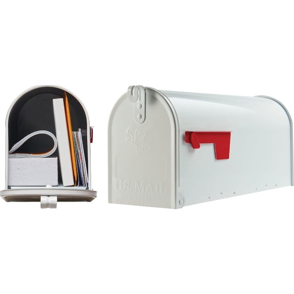 Gibraltar Mailboxes Elite Medium Capacity Galvanized Steel White, Post-Mount Mailbox, E1100W00
