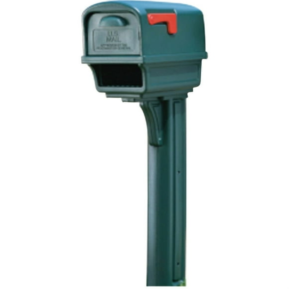 Gibraltar Mailboxes Gentry All-in-One, Large, Plastic, Mailbox and Post Combo, Green, GGC1G0000