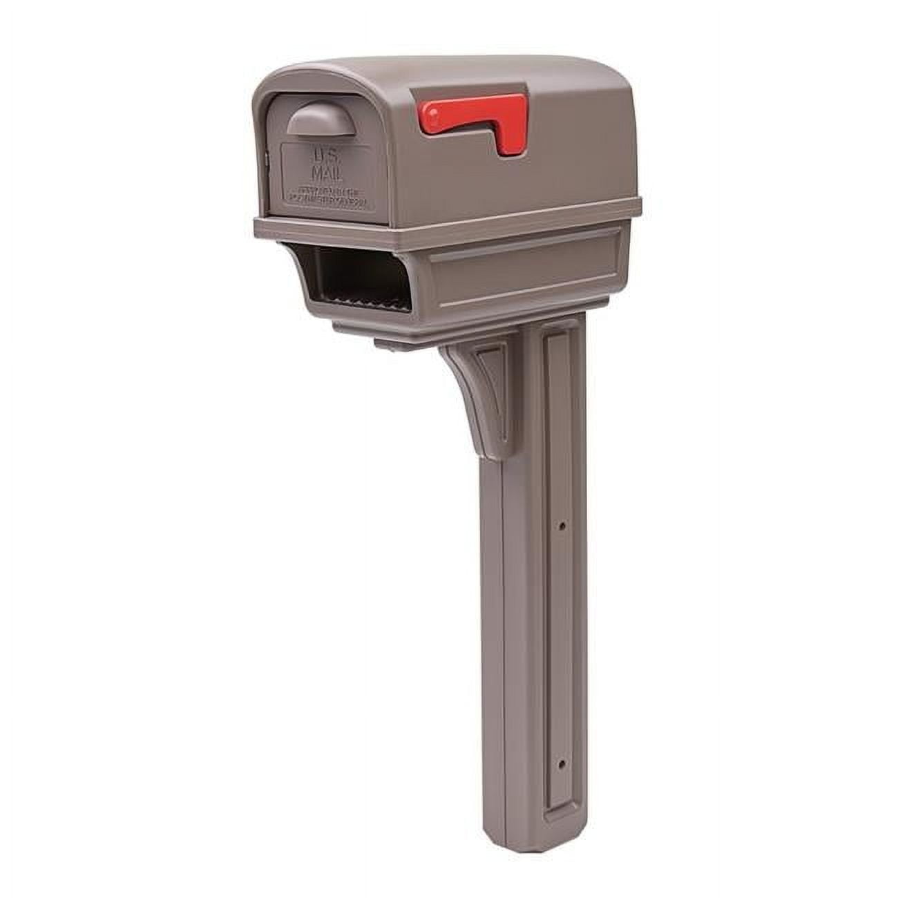 Mocha Medium Plastic Post Mount Mailbox with Bronze Hardware