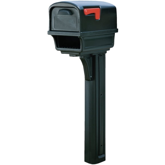 Gibraltar Mailboxes Gentry Large Capacity Double-Walled Plastic Black, All-in-One Mailbox & Post Combo Kit, GGC1B0000 2-Pack