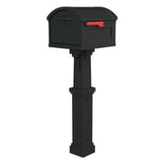 Gibraltar Mailboxes Grand Haven, Extra-Large, Plastic, Black Mailbox and Post Combo
