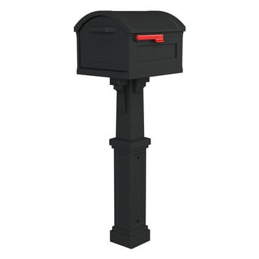 Gibraltar Mailboxes Grand Haven Extra Large, Plastic, Mailbox and Post Combo, Black, GHC40B01