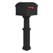 Gibraltar Mailboxes Grand Haven Extra Large, Plastic, Mailbox and Post Combo, Black, GHC40B01