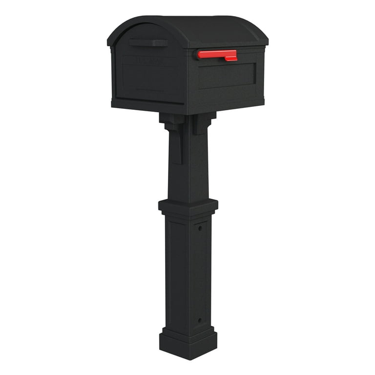 Gibraltar Mailboxes Grand Haven Extra Large Plastic Black Post Mount Mailbox with Post Gibraltar Mailboxes Grand Haven Extra Large Plastic Black Post Mount Mailbox with Post