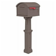 Gibraltar Mailboxes Grand Haven Extra Large, Plastic, Mailbox and Post Combo, Mocha, GHC40M01