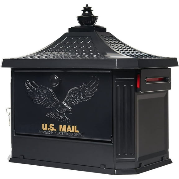 Gibraltar Mailboxes Hamilton Black Post-Mount Mailbox, Large, Cast Aluminum, Locking