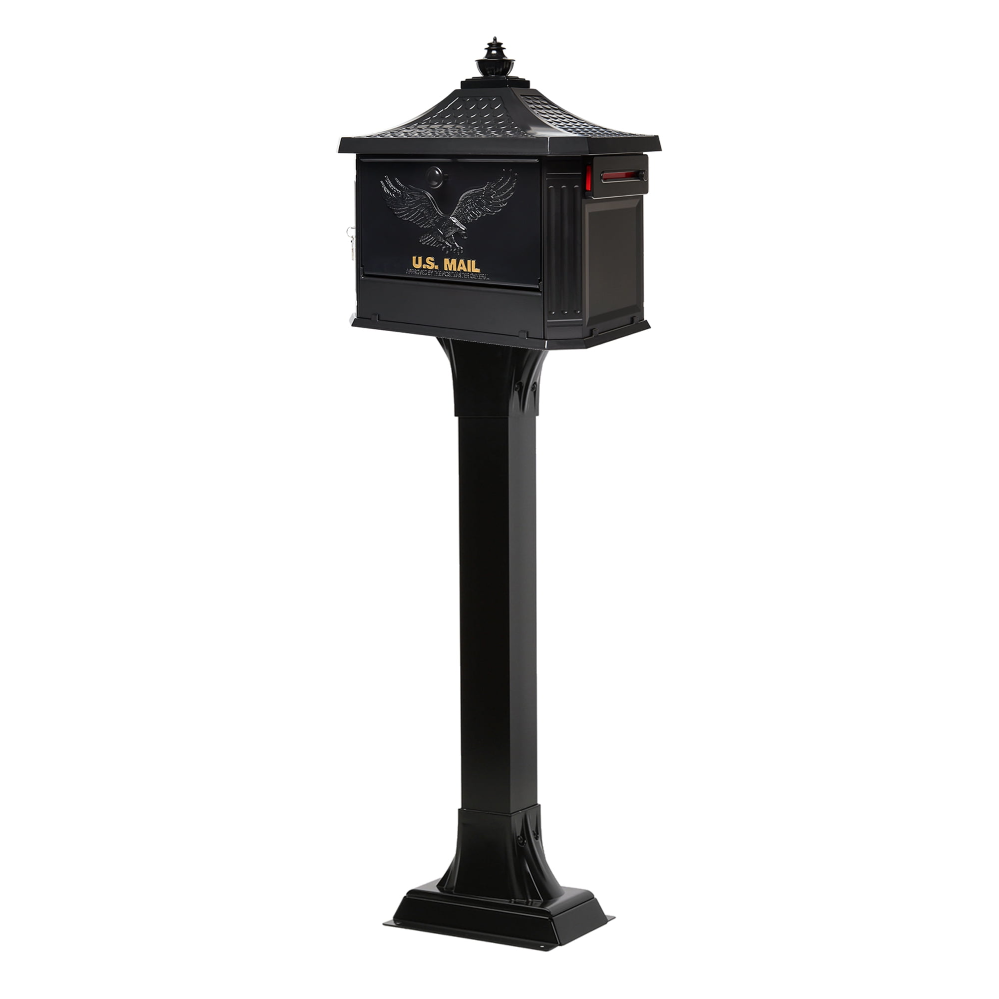 Gibraltar Mailboxes Pedestal Large Metal Black Post Mount Lockable Mailbox with Post Gibraltar Mailboxes Pedestal Large Metal Black Post Mount Lockable Mailbox with Post