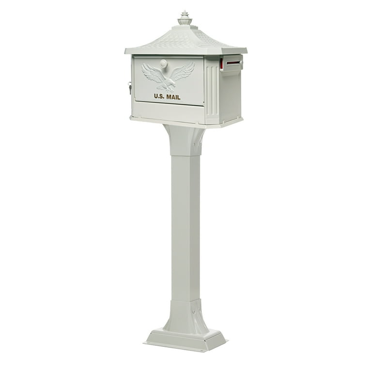 Hemingway All-in-One, Locking, Large, Aluminum, Mailbox and Post Combo, White Hemingway All-in-One, Locking, Large, Aluminum, Mailbox and Post Combo, White