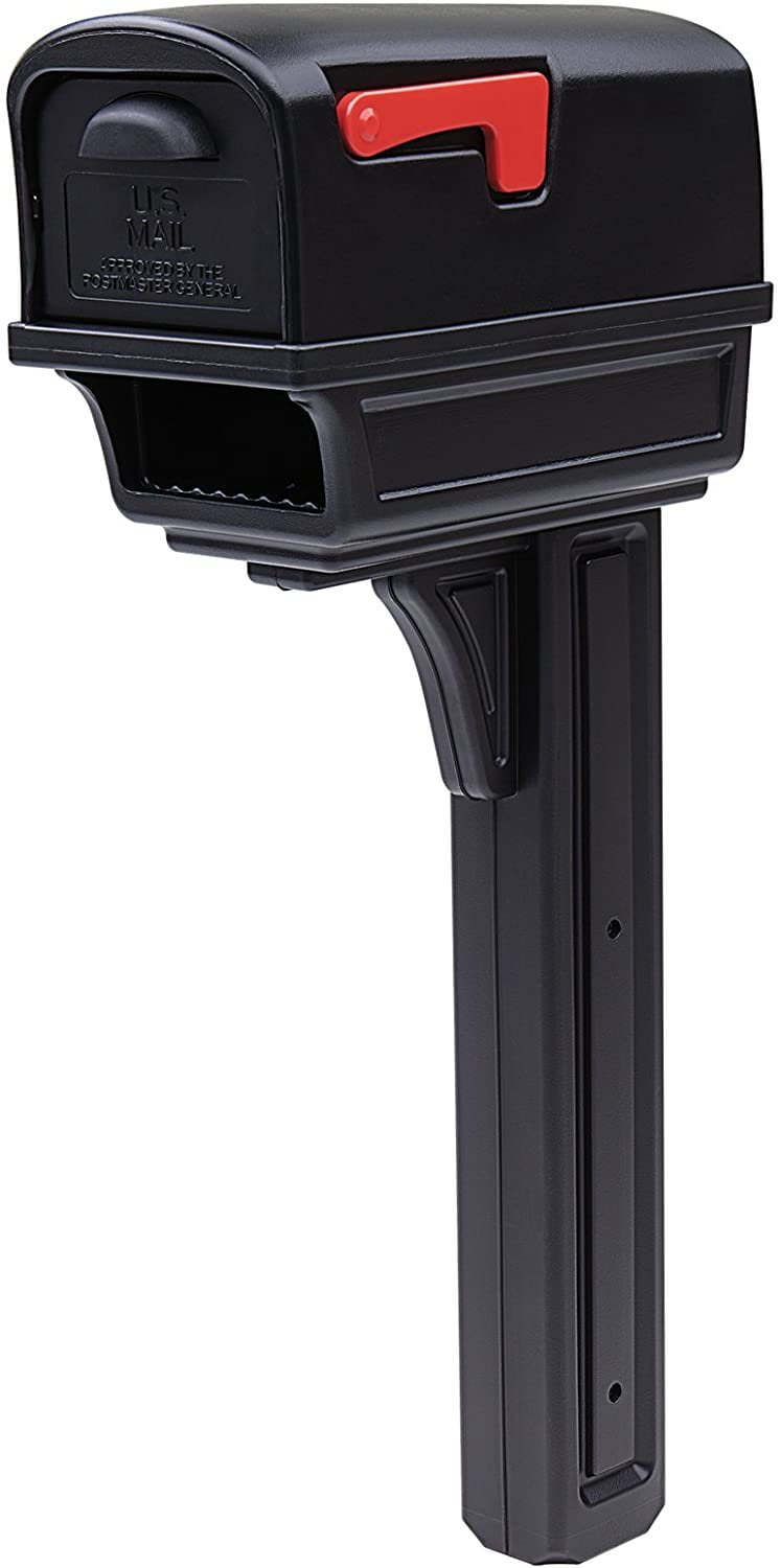 Gibraltar Mailboxes Large Gentry Black All-In-One Mailbox & Post Combo, Double-Walled Plastic