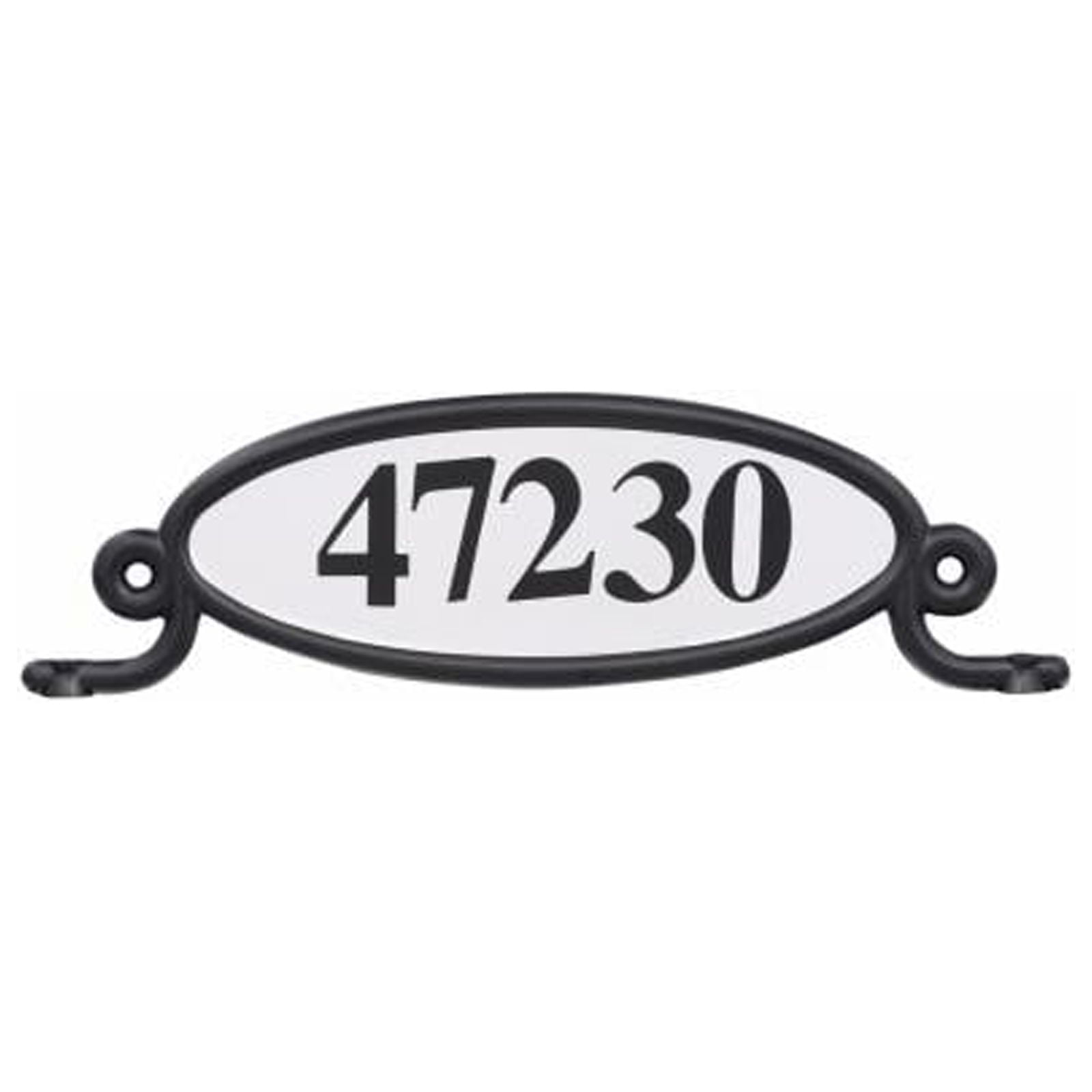 Black Oval Two-Sided Reflective Plastic Address Plaque