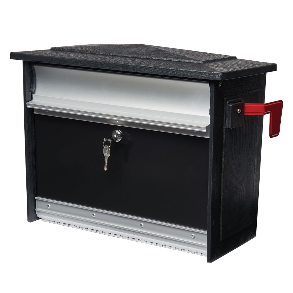 Medium Black and Aluminum Locking Mailbox with Keys