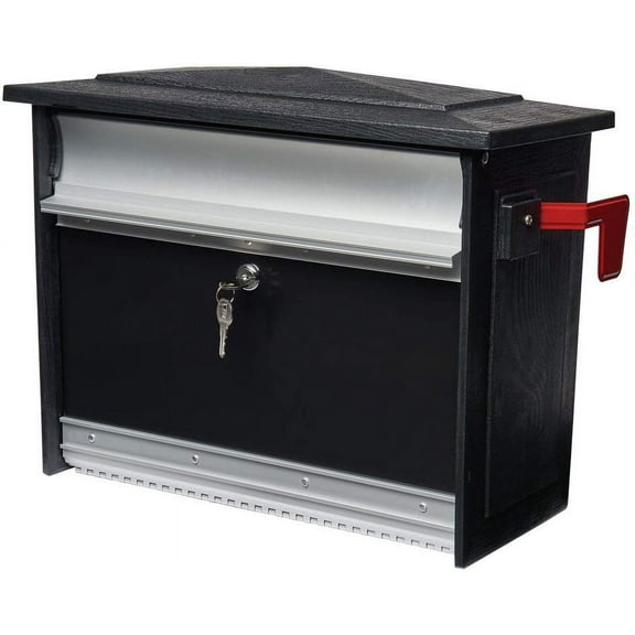 Gibraltar Mailboxes Mailsafe Medium Capacity Aluminum Black, Wall-Mount Mailbox, MSK00000