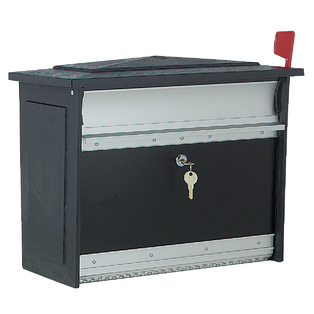 Solar Group Mailsafe Wall Mount Mailbox - Key Lock, Rust Resistant - Black Aluminum — Home & Garage Storage, Stackable Design