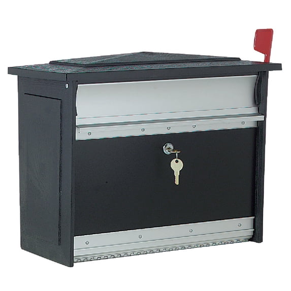 Solar Group Mailsafe Wall Mount Mailbox - Key Lock, Rust Resistant - Black Aluminum — Home & Garage Storage, Stackable Design