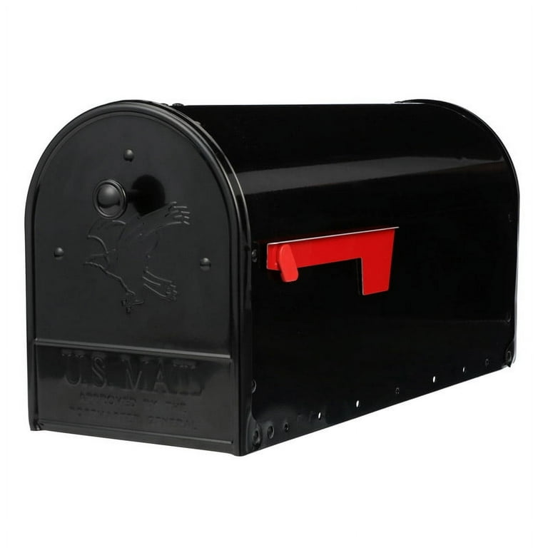 Post-Mount Double Door Steel Mailbox, Black Post-Mount Double Door Steel Mailbox, Black