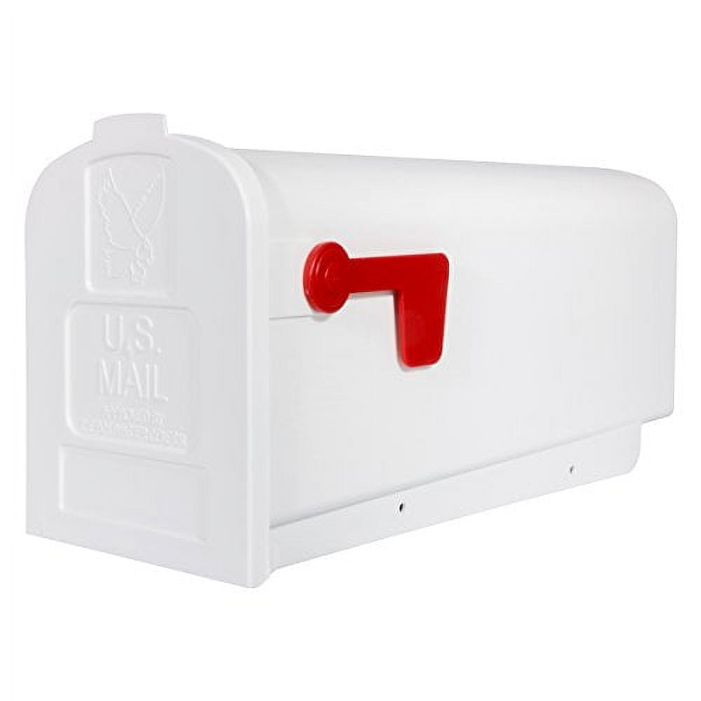 White Plastic Medium Capacity Post-Mount Mailbox