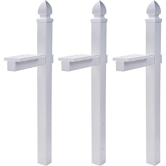 Gibraltar Mailboxes Whitley 4x4 Rust-Proof Plastic White, Cross-Arm Mailbox Post, WP000W01 3-Pack