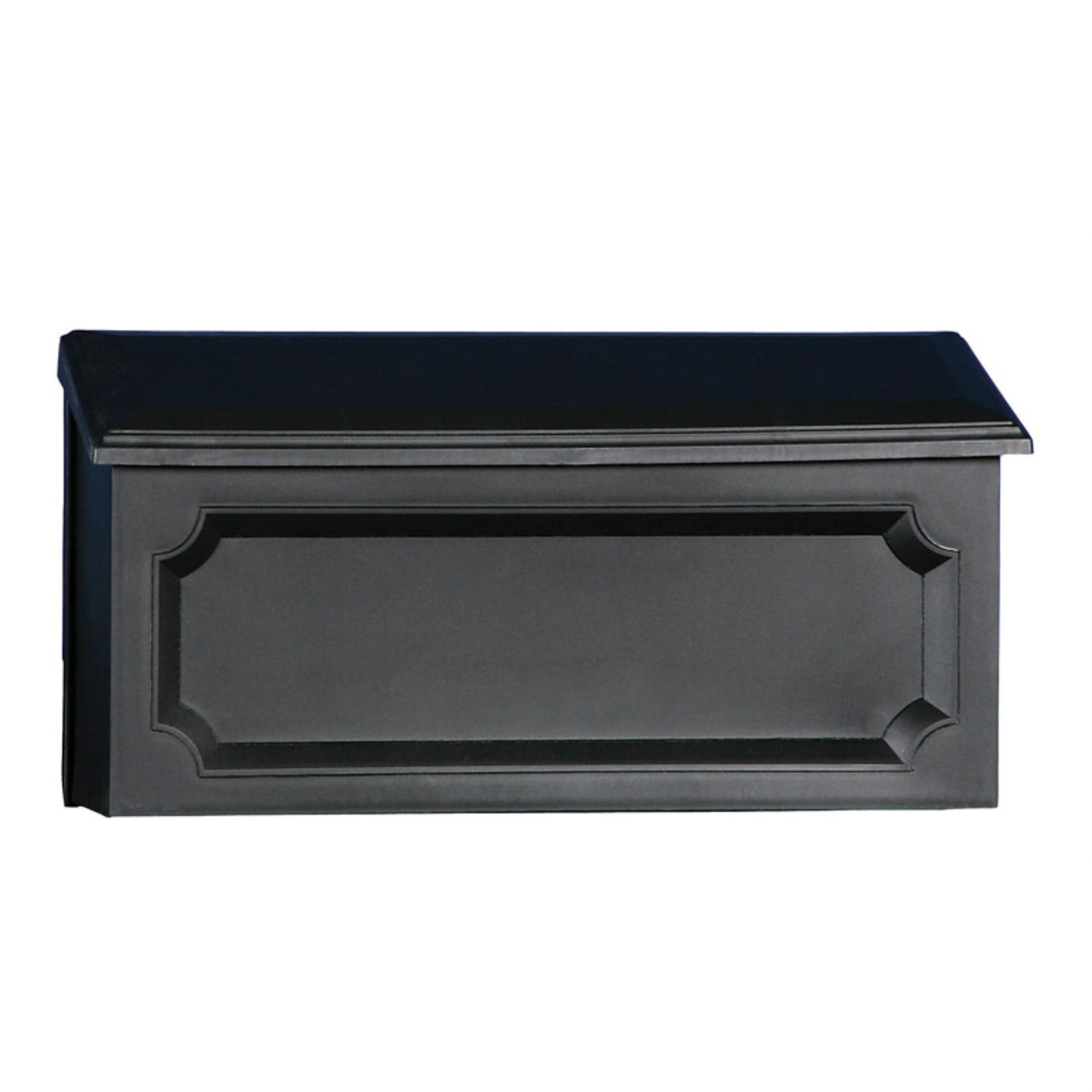 Windsor Black Plastic Wall-Mount Mailbox with Decorative Design