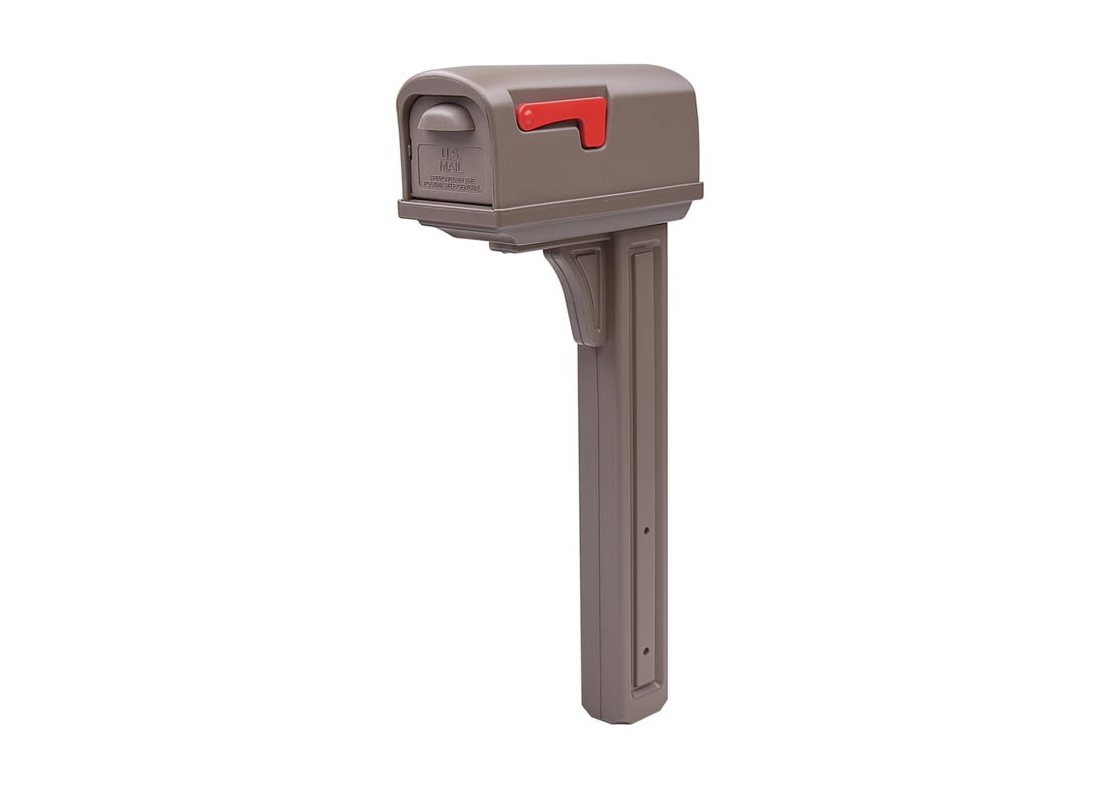 Mocha Medium Plastic Post Mount Mailbox with Bronze Hardware