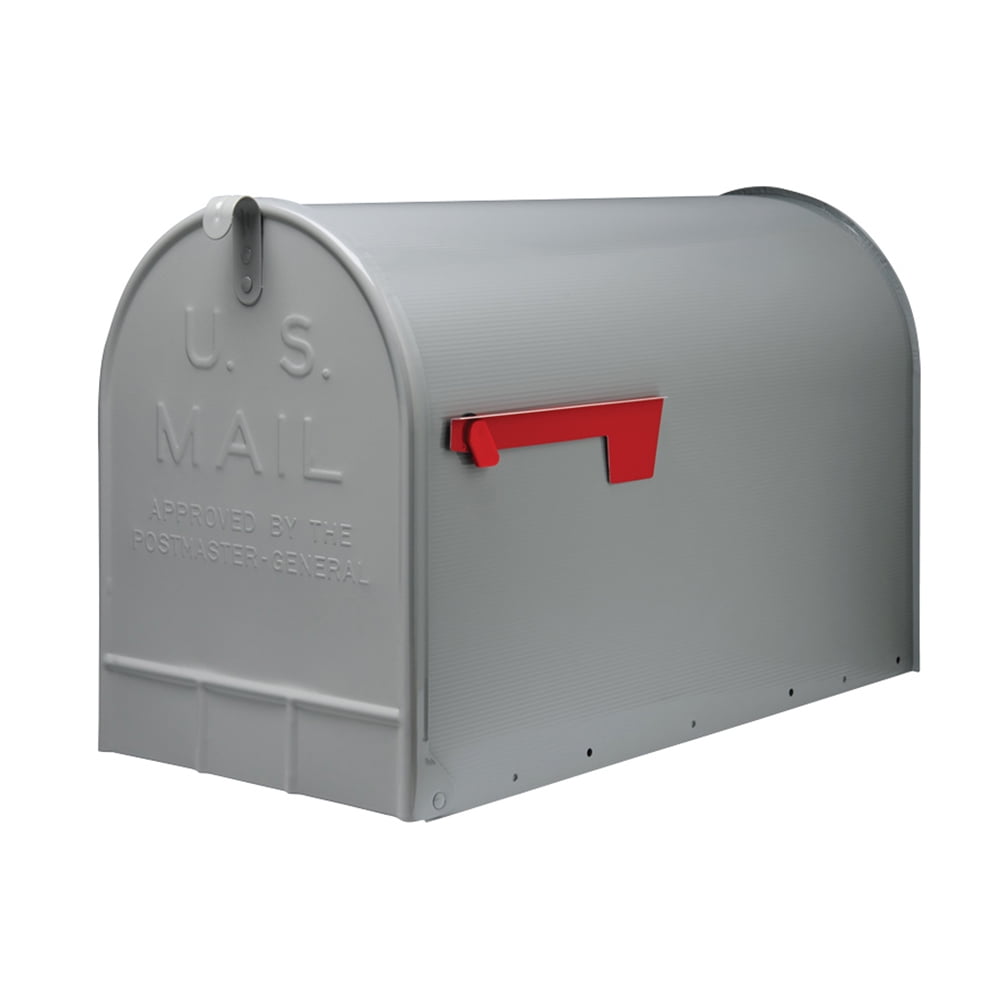 Gray Extra-Large Galvanized Steel Post-Mount Mailbox