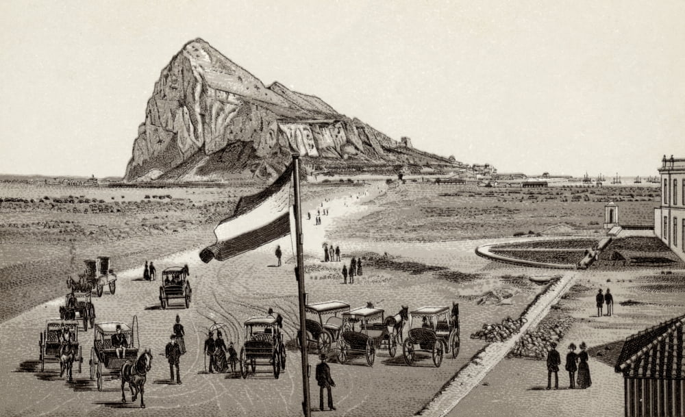 Gibraltar From The Spanish Line From Fold-Out Picture Set Views Of Gibraltar Published By Freyone Circa 1890 Canvas Art - Ken Welsh Design Pics (18 x 11)
