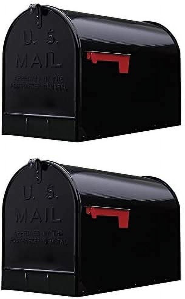 Extra Large Black Steel Post Mount Mailbox with Powder Coated Finish