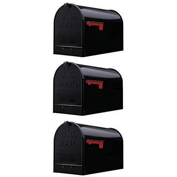 Gibraltar Stanley Extra-Large Capacity Galvanized Steel Black, Post-Mount Mailbox, ST200B00 3 MAILBOXES