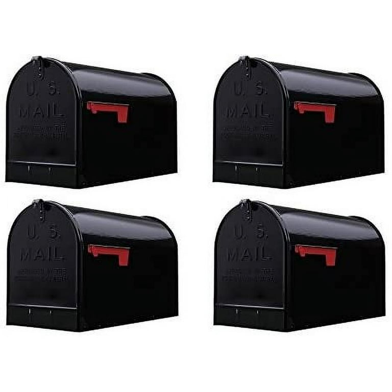 Gibraltar Stanley Extra Large Capacity Galvanized Steel Black Post Mount Mailbox ST200B00 4 MAILBOXES