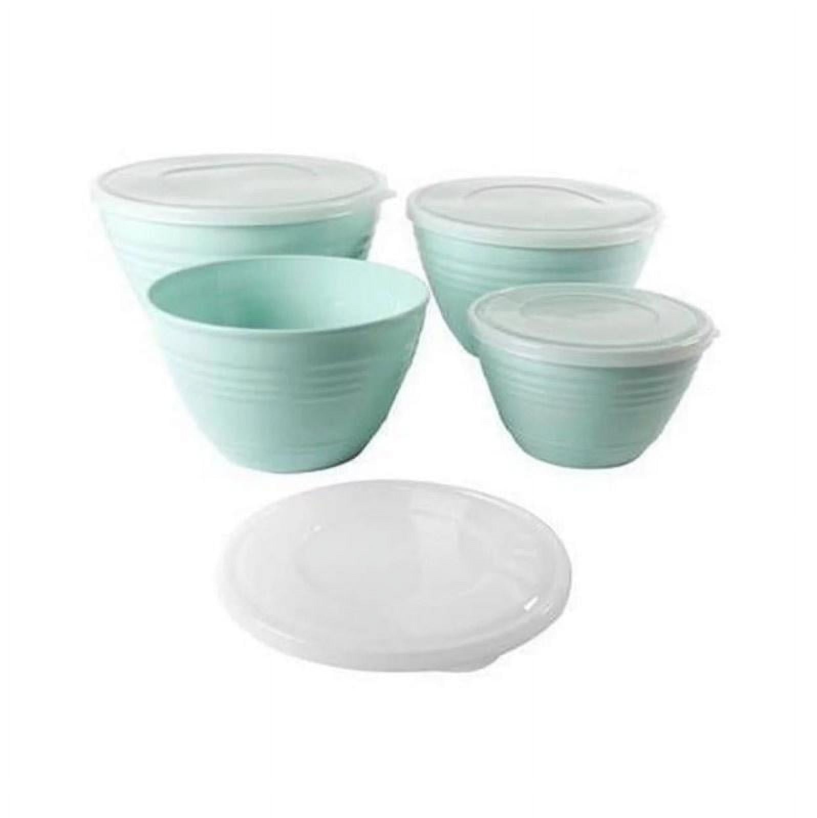 Aqua Plastic Nesting Food Storage Bowl Set with Lids