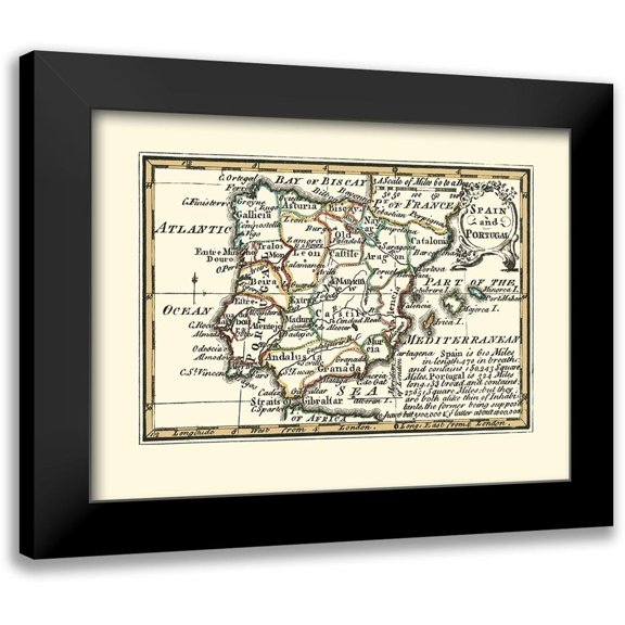 Gibson 14x11 Black Modern Framed Museum Art Print Titled - Spain Portugal - Gibson 1758