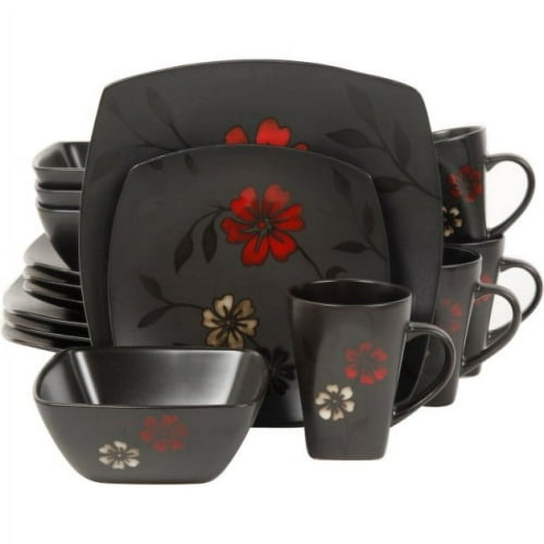 Gibson 16-Piece Modern Stoneware Dinner Dish Set Evening Blossom - Main Image