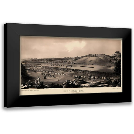Gibson 18x11 Black Modern Framed Museum Art Print Titled - Camp Dennison Ohio - Gibson 1860