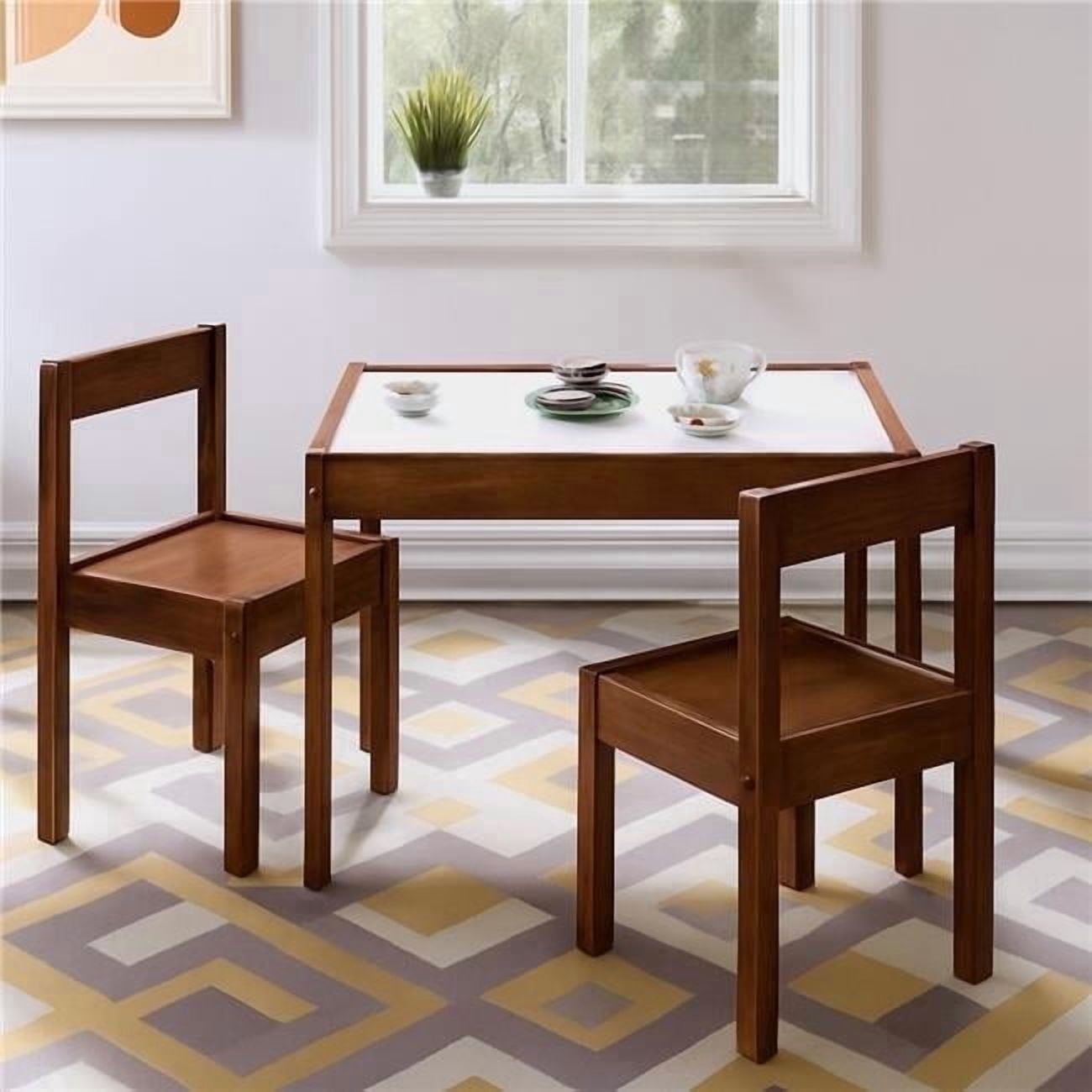 Olive & Opie Gibson 3-Piece Dry Erase Kids Table And Chair Set, Brown