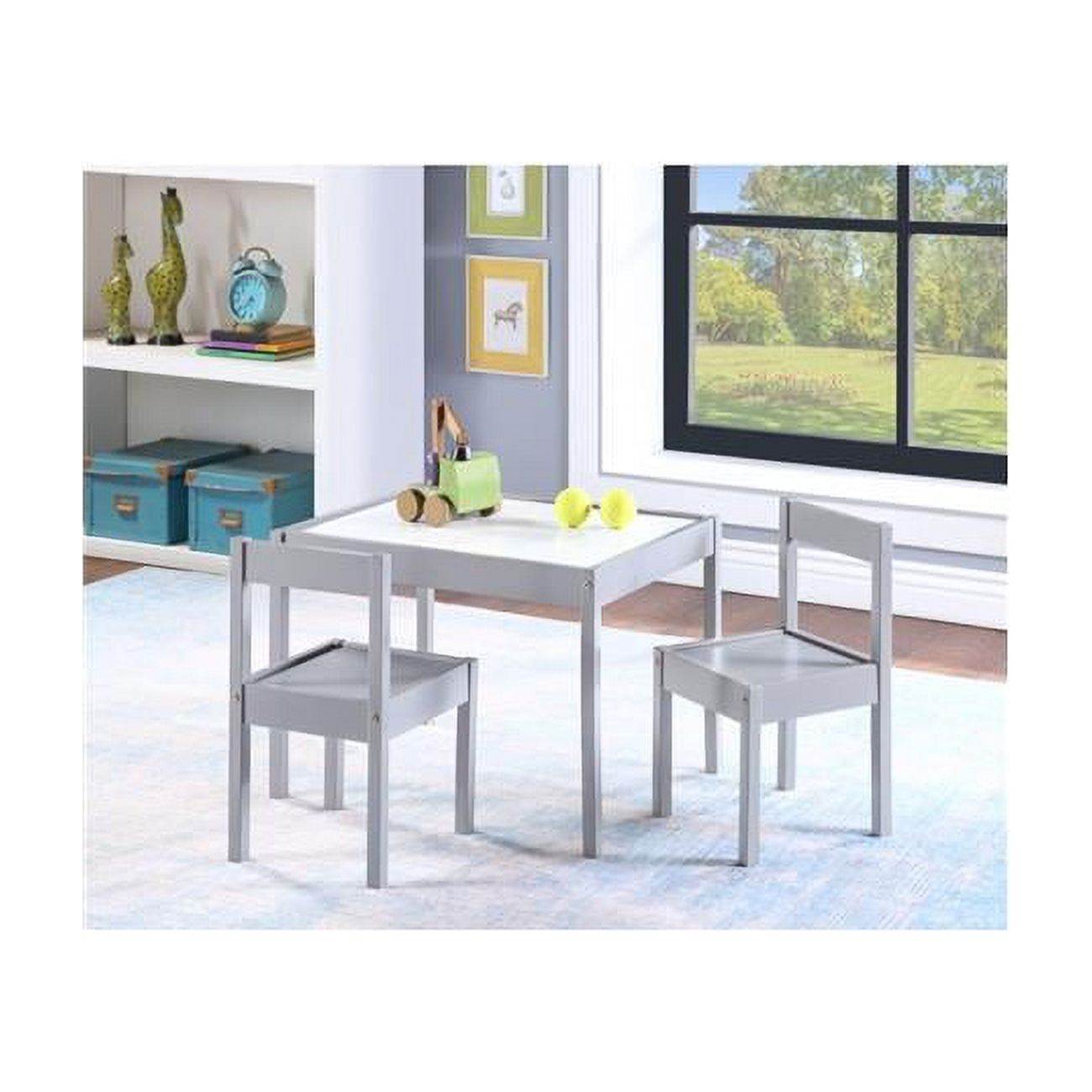 Gibson 3 Piece Dry Erase Kids Table & Chair Set, Gray