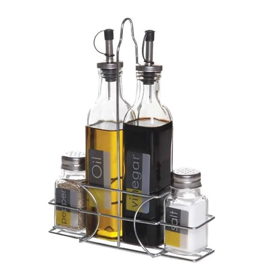 Gibson 4-Piece Condiment Set with Wire Caddy  Kitchen Table Organizer for Sauces & Spices