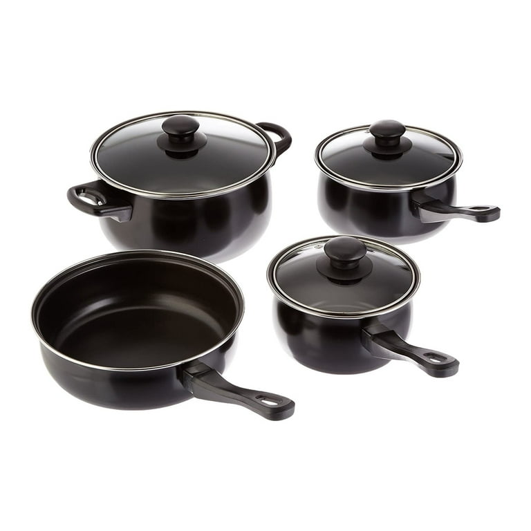  7 Pc Carbon Steel Nonstick Cookware Set – Carbon Steel Pan & Pot  Set - Carbon Steel Cookware Set (Black): Pots And Pans: Home & Kitchen