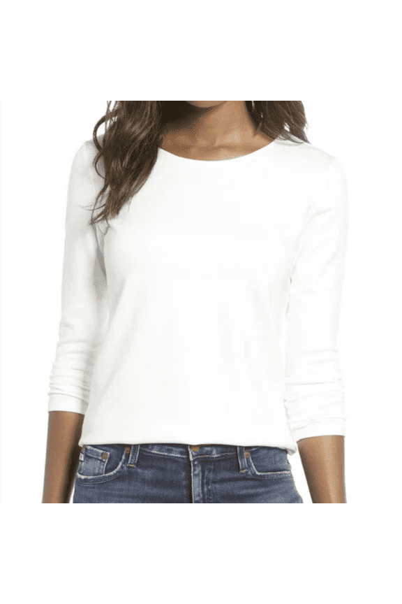 Baby Ponte Bow Back Long Sleeve Top in Ivory, Size S