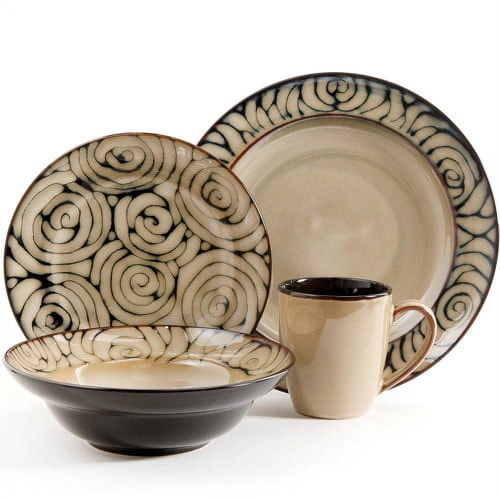 Gibson Bright Bella 16pc Dinnerware SetRed and Cream Reactive Stoneware