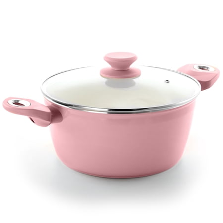 Gibson Cafe Vibes 4.5 Quart Non-Stick Enameled Dutch Oven with Lid and Built in Handles in Lavender