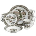 thumbnail image 1 of Gibson Christmas Toile 16 Piece Ceramic Dinnerware Set, 1 of 8