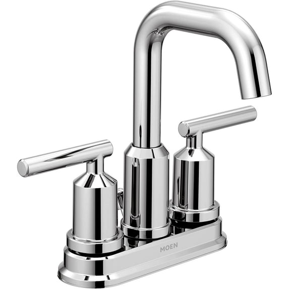 Gibson Chrome Two-Handle Centerset High Arc Modern Bathroom Faucet with Drain Assembly, 6150