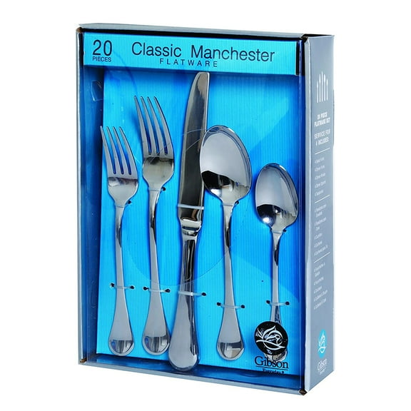 Gibson Classic Manchester 20 Piece Flatware Set - Hollow Handle - Mirror Polished - Ss - 2.5 Mm