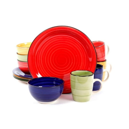 Gibson Home 12 Piece Color Vibes Handpainted Stoneware Dinnerware Set