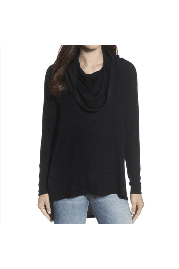 Cozy Convertible Neckline Tunic in Black, Size XXS