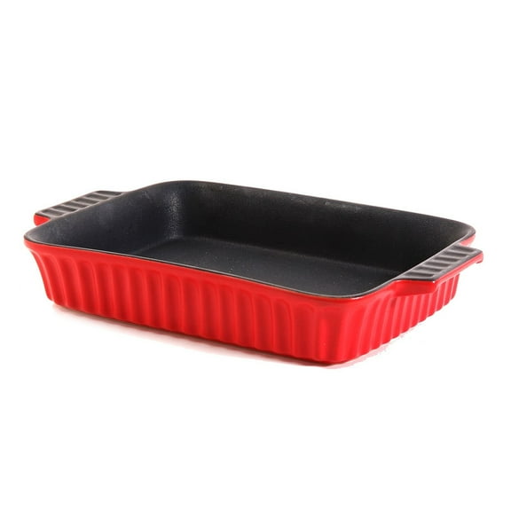 Gibson Crock Pot Brand 10" x 7.5" Ribbed Casserole Red 93597312M